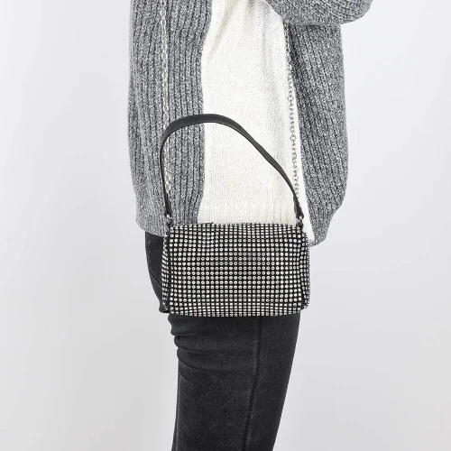 Vista 9 de Bolso de mano de noche con cristales brillantes para mujeres y niñas, bolso cruzado brillante para boda, graduación, fiesta, club, bolsos de mano
