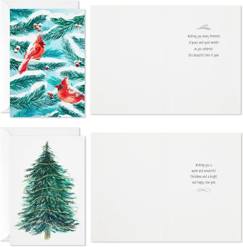 Vista 5 de Hallmark Surtido de tarjetas de Navidad en caja, cardenales y granero nevado (40 tarjetas y sobres)