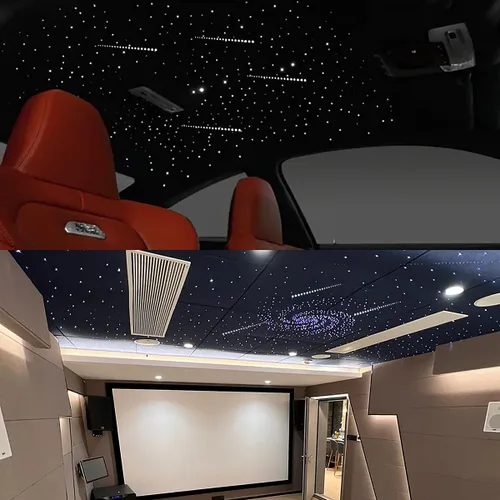 Vista 8 de AKEPO Kit de Luces de Fibra Óptica Twinkle Meteor APP de Tamaño Pequeño 16W, Estrella Fugaz+RGBW Activado por Música 550pcs 0.03in/0.75mm 9.8ft/3m
