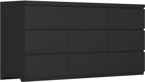 Vista 13 de Cómoda negra de 6 cajones para dormitorio, cómoda de cajones profundos moderna con diseño sin tirador, cómoda de almacenamiento con cajones, mueble