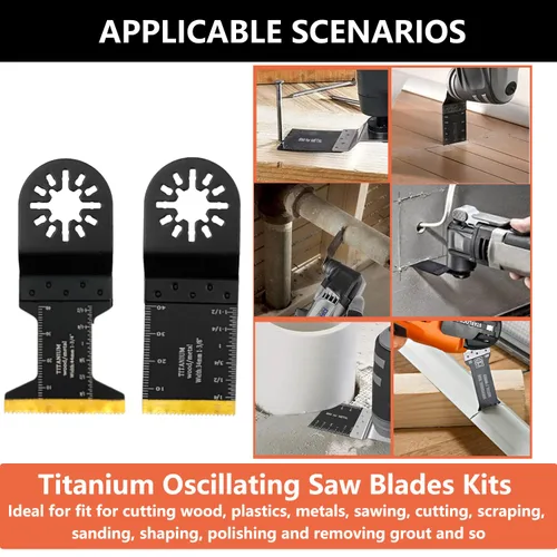 Vista 5 de Hojas de sierra oscilantes, cuchillas multiherramienta de titanio, corte de metal, cuchillas multiherramienta para uñas de metal suave