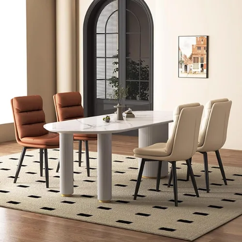 Vista 3 de Upholstered Dining Chairs Set of 4, Leather Kitchen Chair with Metal Legs, Dining Room Kitchen Chair with Back for Brown