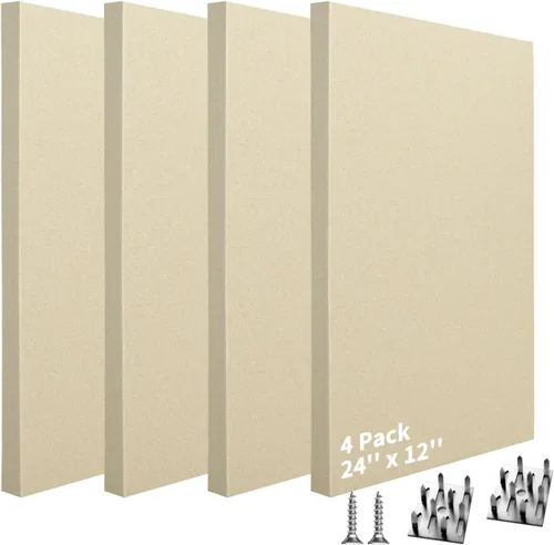 Vista 10 de Art3dwallpanels 4 PCS Paneles Acústicos, 24''x12'' Paneles de Pared de Tela Insonorizados, Paneles de Absorción de Sonido de Montaje Fácil con Gris