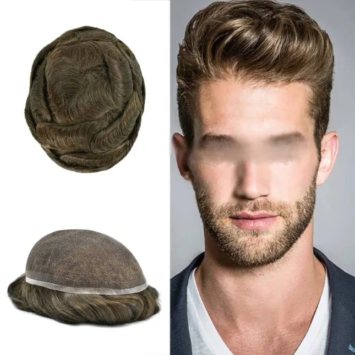 Vista 19 de Men Toupee Hairpiece Human Hair System Mens Hair Piece Bleached Knot Full Lace Toupee For Men Protesis Capilar Mens Toupee 6X8 1# Jet Black 100%