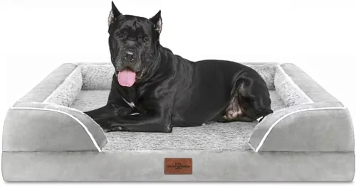 Vista 167 de Comfort Expression - Cama ortopédica para perros medianos, 28 x 19 pulgadas, cama impermeable y de apoyo de espuma con cojines removibles, sofá