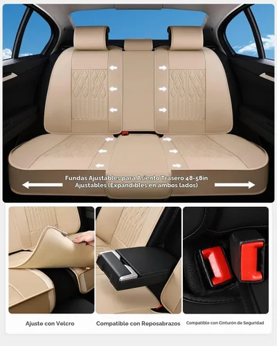 Vista 3 de Huidasource Juego completo de fundas de asiento de automóvil, funda de asiento de cuero transpirable para la mayoría de automóviles, SUV