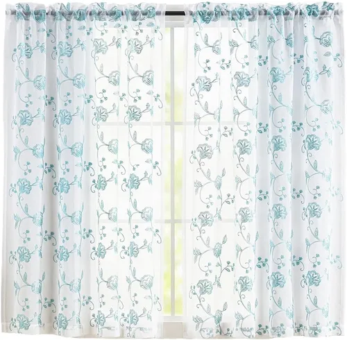 Vista 113 de MYSTIC-HOME Juego de cortinas de niveles transparentes blancas para cocina de 24 pulgadas de largo, tratamiento de cortinas para ventanas pequeñas