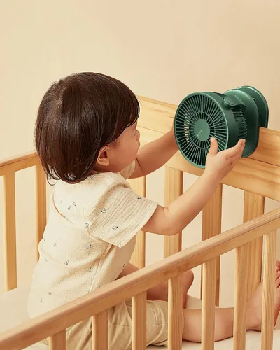 Vista 8 de JISULIFE Ventilador de cochecito de bebé con clip, funciona con batería de 4000 mAh, portátil, diseño de ranura pequeña y silenciosa, 4 velocidades