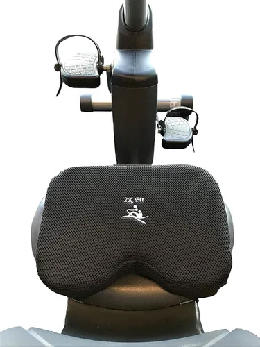 Vista 4 de Cojín de asiento para máquina de remo (modelo 2) para la máquina de remo Concept 2 con espuma viscoelástica personalizada, funda lavable y correas