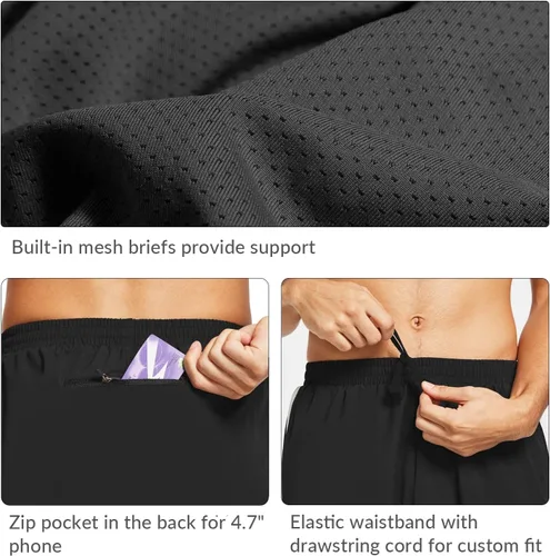 Vista 4 de baleaf Pantalones cortos deportivos para correr de 5 pulgadas para hombre, para entrenamiento, gimnasio, tenis, deportes, ligeros, de secado rápido