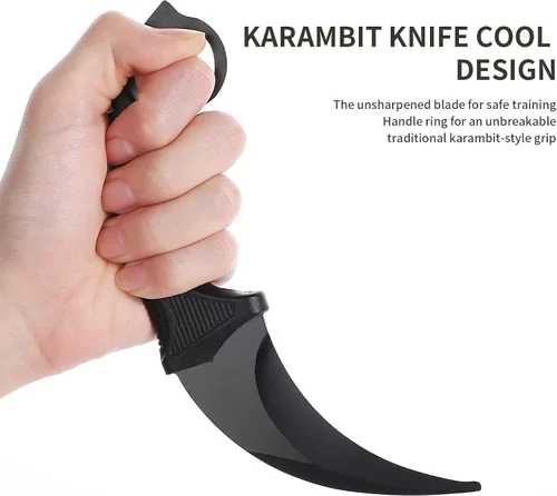 Vista 5 de Karambit - Cuchillo de entrenamiento sin filo Karambit con funda para principiantes, herramienta de entrenamiento 100% segura