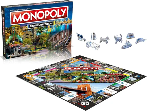 Vista 2 de Monopoly Juego de mesa Brooklyn Edition: 2-6 jugadores, juegos de mesa familiares para niños y adultos, juegos de mesa para niños de 8 años