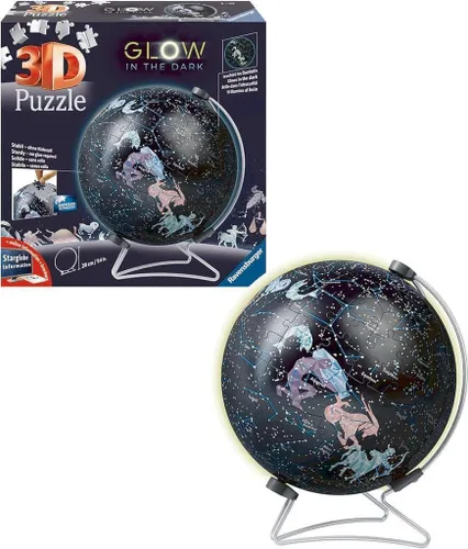 Vista 3 de Ravensburger Rompecabezas 11544 - Lóbulo de estrellas con edición que brilla en la oscuridad: rompecabezas 3D de 180 piezas para niños 11544
