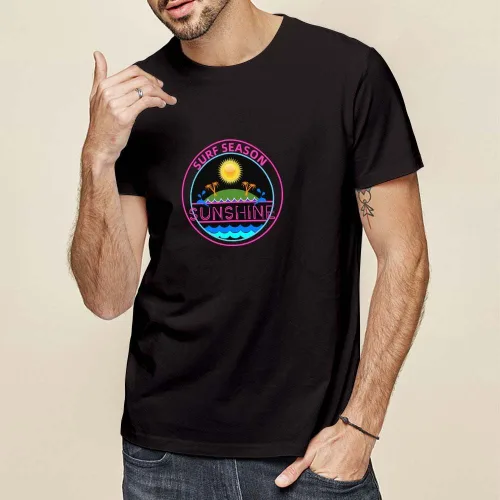 Vista 2 de Camiseta clásica para hombre, diseño de símbolos divertidos extraños, manga corta, color negro, camiseta casual de primera calidad