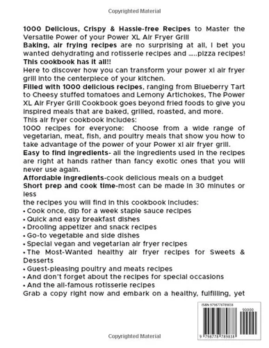Vista 2 de Power XL Air Fryer Grill Cookbook 1000 Delicious, Healthy And Easy Recipes For Air Frying, Baking, Roasting, Rotisserie, Grilling with Your Power XL