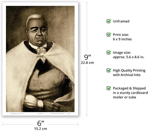 Vista 2 de Kamehameha I (Kamehameha the Great) - Portrait of the Hawaiian King (1758-1819) - Vintage Engraved Illustration - Master Art Print (Unframed) 6in x