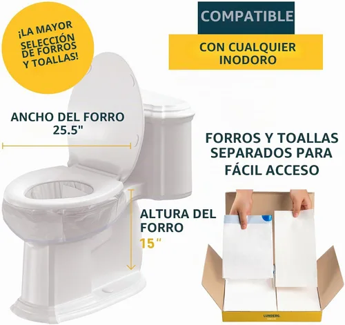 Vista 5 de Revestimientos de inodoros Lunderg con almohadillas súper absorbentes perfumadas con limón - Paquete de valor 20 unidades de ajuste universal