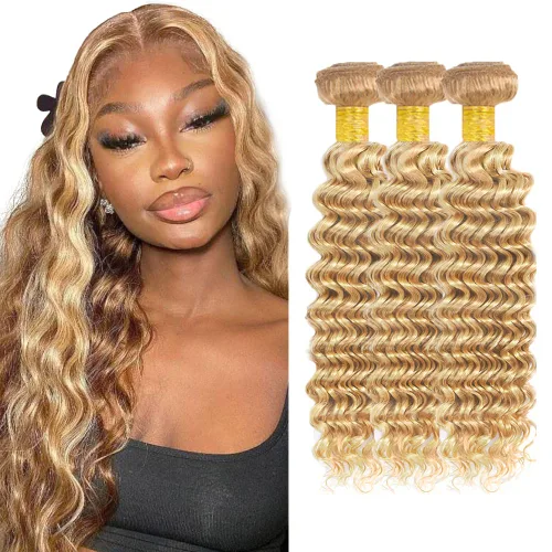 Vista 252 de 300g 1B27 Human Hair Bundles Honey Blonde Bundles Human Hair 10A Brazilian Virgin Remy Hair Extensions 8 10 12 Inch