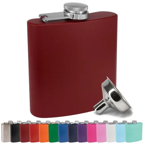 Vista 12 de Petaca de Acero Inoxidable de 6 oz con Embudo de Petaca para Hombres y Mujeres - Juegos de Regalo de Petaca con Recubrimiento en Polvo, Padrinos