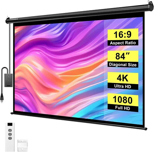 Vista 13 de VIVOHOME Pantalla de proyector motorizada 16:9 de 72 pulgadas con control remoto, pantalla de proyección eléctrica automática, pantalla de cine HD