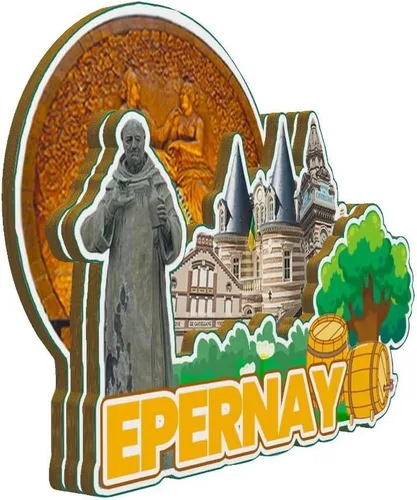 Vista 2 de Epernay Grand Est France - Imán de madera para nevera, monumentos 3D, recuerdos coleccionables, decoración hecha a mano -2948