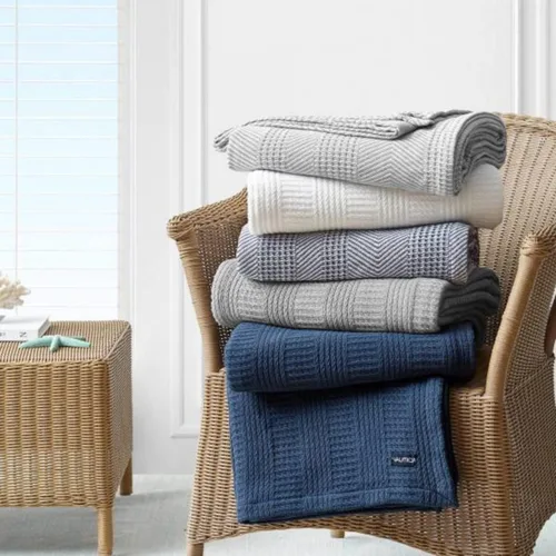 Vista 6 de Nautica - Manta tamaño Queen, ropa de cama tejida de algodón texturizado, ideal para cama o sofá, certificado Oeko-Tex (rayas grises)