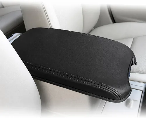 Vista 90 de Great-luck Funda de cuero para consola central, almohadilla para reposabrazos, accesorios de cubierta de caja (costuras rojas) para BMW X1 2023 2024