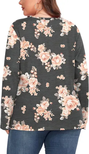 Vista 5 de Camiseta básica de manga larga para mujer, cuello en V, ajuste holgado