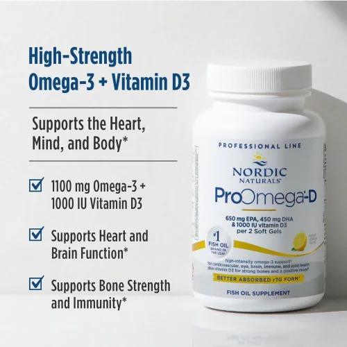 Vista 3 de Nordic Naturals proomega – D – Limón 60 ct. High-potency EPA & DHA fish oil plus vitamin D3 for brain, eye, heart & immune health. 1280 mg omega-3