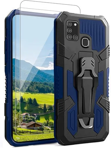 Vista 8 de Funda compatible con Samsung Galaxy A21S, con [2 unidades] con protector de pantalla de vidrio templado, funda protectora probada contra caídas