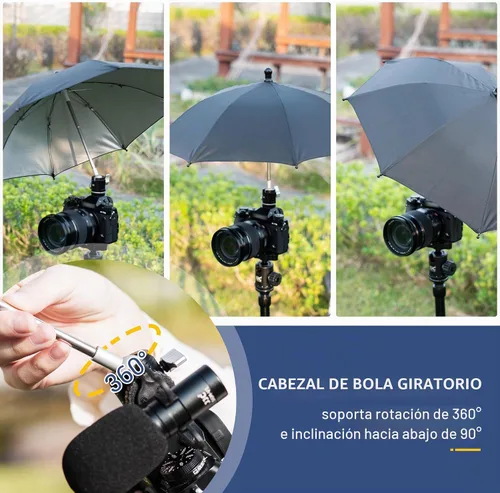 Vista 4 de Upgrade Camera Hot Shoe Umbrella Sunshade with 3 Level Height Adjustable 19.7 in (altura ajustable)