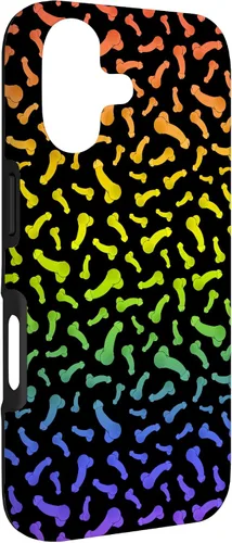 Vista 3 de Funda negra con diseño de pene o polla arcoíris para iPhone 17