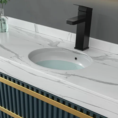 Vista 2 de Fregadero ovalado de cerámica para debajo de la encimera, de 19 x 16 pulgadas, lavabo ovalado de porcelana blanca con desbordamiento
