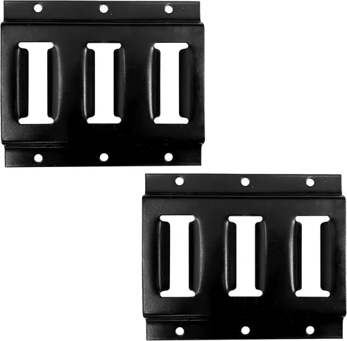 Vista 10 de Paquete de 10 rieles E de 2 pies con sistema de amarre resistente con recubrimiento en polvo, color negro