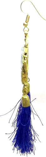 Vista 2 de DESI HAWKER Pendiente oxidado dorado Bali Jhumki Jhumka joyería Bollywood gota gancho cuelgan borlas espejo NI-102