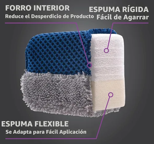 Vista 2 de VIKING Esponjas aplicadoras de brillo de neumáticos, malla multiusos y almohadilla aplicadora de microfibra para detalles de automóviles, azul