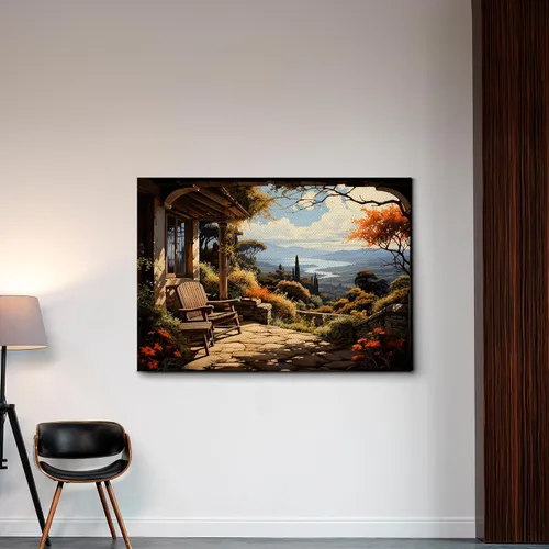 Vista 3 de Canvas Prints Wall Art oil painting rural landscape a house in the village Wall Artwork Paintings for Living Room Bedroom Office Kitchen Bathroom