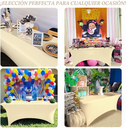 Vista 6 de Fivenl Cubierta de Mesa Mantel de Spandex de 6 Pies para Mesas Plegables Cubierta de Mesa Rectangular Ajustada Lavable Resistente a las Arrugas