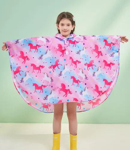 Vista 7 de WAWSAM Poncho de lluvia ligero para niños, impermeable, reutilizable