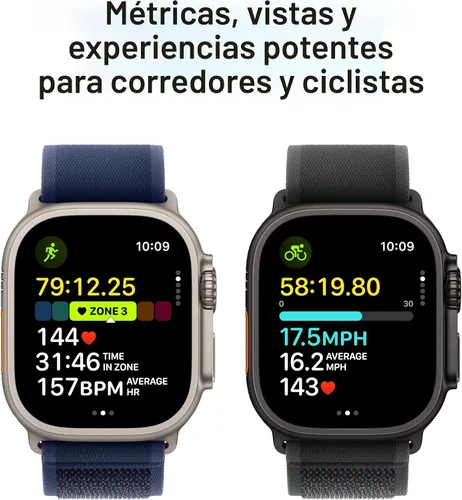 Vista 4 de Apple Watch Ultra 2 [GPS + Cellular 49 mm] Smartwatch, reloj deportivo con caja de titanio negro con correa negra Ocean. Rastreador de fitness