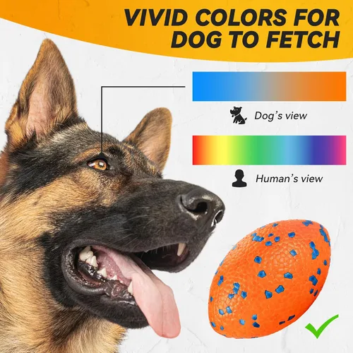 Vista 5 de FUSOTO Pelotas de 5.5 pulgadas para perros, juguetes de fútbol duraderos para perros masticadores agresivos, pelotas de rugby grandes, juguetes