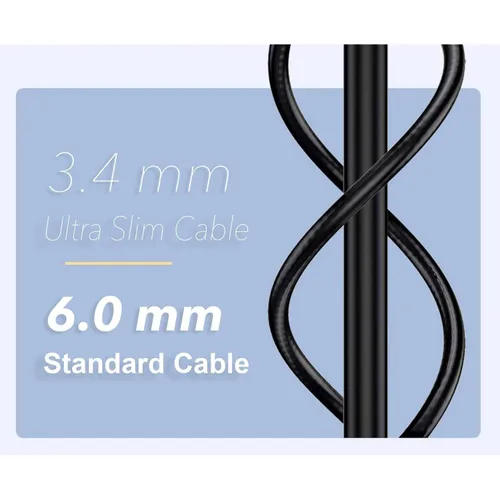 Vista 5 de Elfcam - Cable Ethernet Cat 8 delgado de 1.6 ft/1,64 pies, cable LAN WAN, Cat8 SFTP 32AWG, 2000Mhz 40Gbps con conectores RJ45, redondo negro (0,5M)