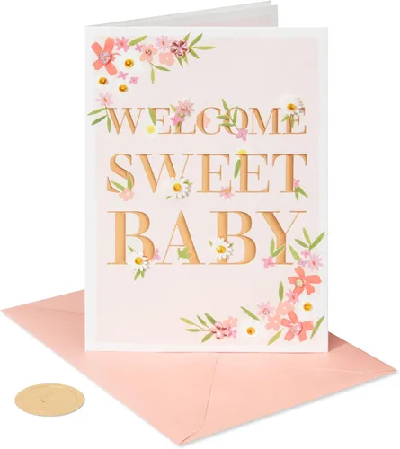 Vista 4 de Papyrus Tarjeta de baby shower para niña (So Happy You're Here)