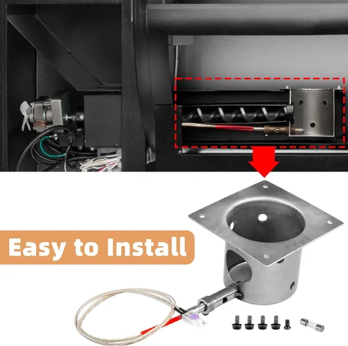 Vista 6 de Kit de repuesto de olla de combustión y encendedor de varilla caliente para parrillas de pellets de madera Traeger y Pit Boss, olla de combustión