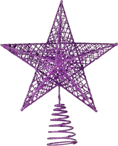 Vista 12 de BinaryABC Estrella para árbol de Navidad, adornos brillantes para decoración del árbol de Navidad, 7.9 in (negro) Durable Iron with a Glittering