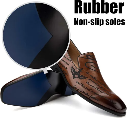Vista 3 de JITAI Zapatos para hombre mocasines casuales de cuero y gamuza para hombre, cómodos tacones bajos, zapatos de vestir sin cordones para bodas
