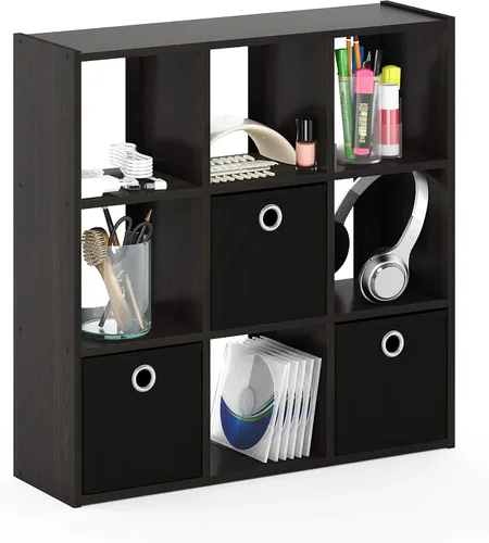 Vista 29 de Furinno PELLI - Estantería de 2 cubos con cubos abiertos y cerrados, armario organizador de almacenamiento de 2 x 1, 12.2 x 11.6 x 24.2, para sala