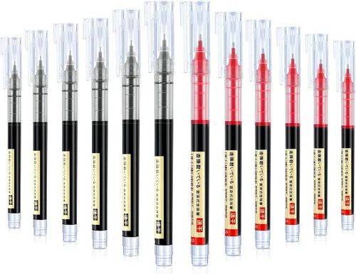 Vista 8 de Frienda 12 piezas bolígrafos de bola rodante de 0.5 mm japoneses de punta fina de secado rápido, tinta líquida, escritura suave para oficina y Negro