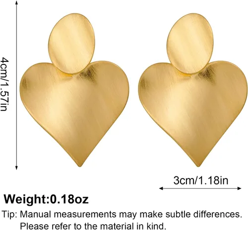 Vista 7 de Aretes de corazón de oro, aretes colgantes rosados para mujer, corazón hueco de moda, joyería de regalo