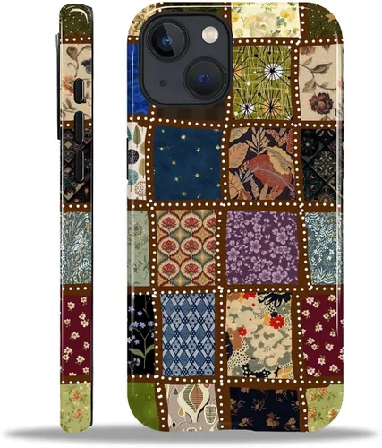 Vista 163 de Funda para iPhone 11, resistente híbrida 2 en 1, protección completa contra golpes con acabado brillante, diseño de collage de tela a cuadros